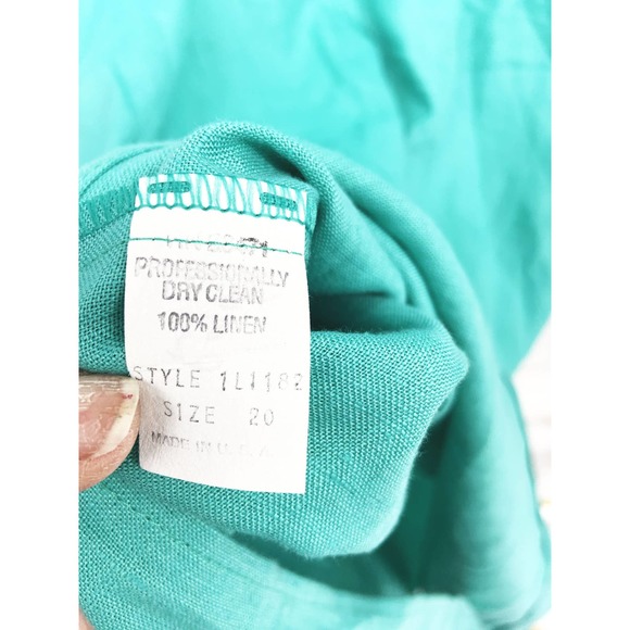 Vinci Clothiers Turquoise 100% Linen Midi Dress Size 20 - Picture 4 of 6